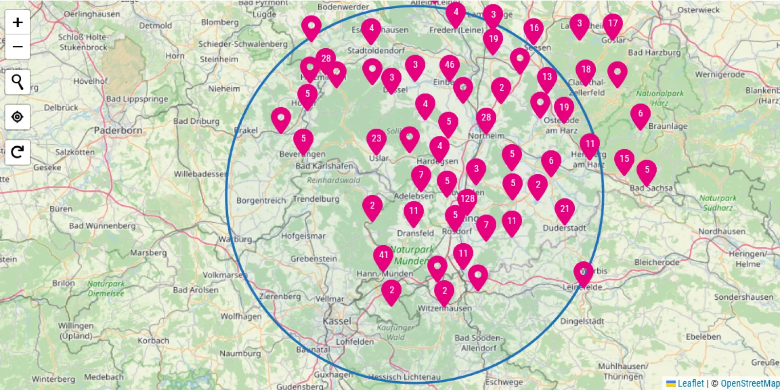 Ein Kartenausschnitt von kulturis.online